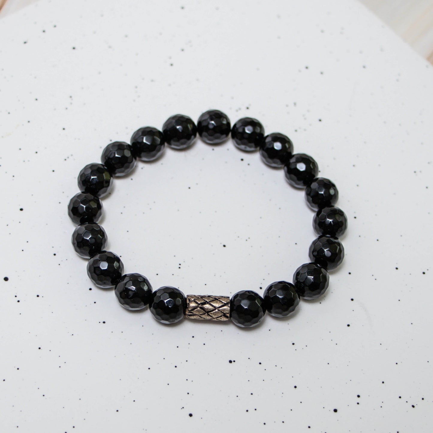 Faceted Round Black Onyx Bracelet