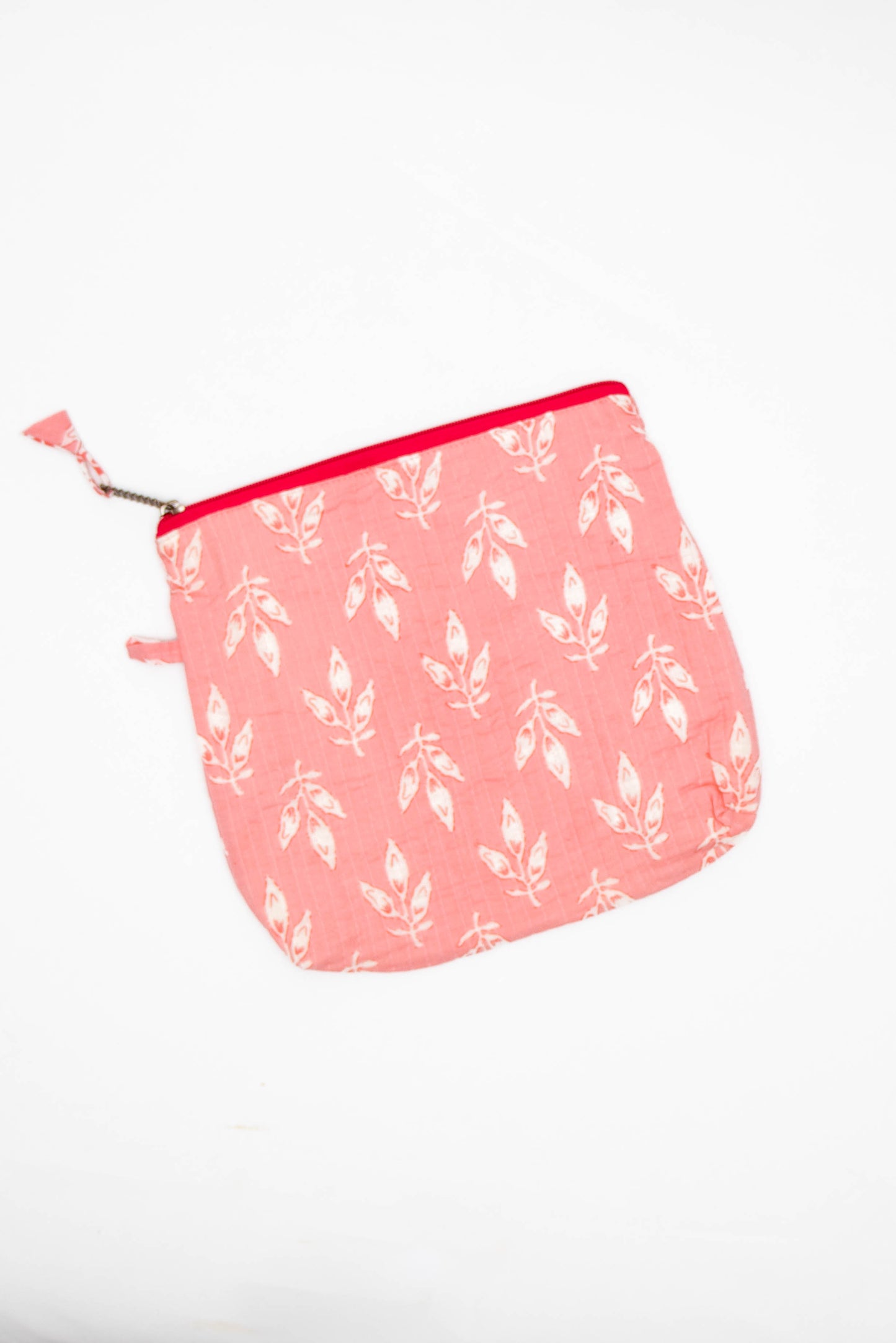 Pink Block Print Makeup Bag