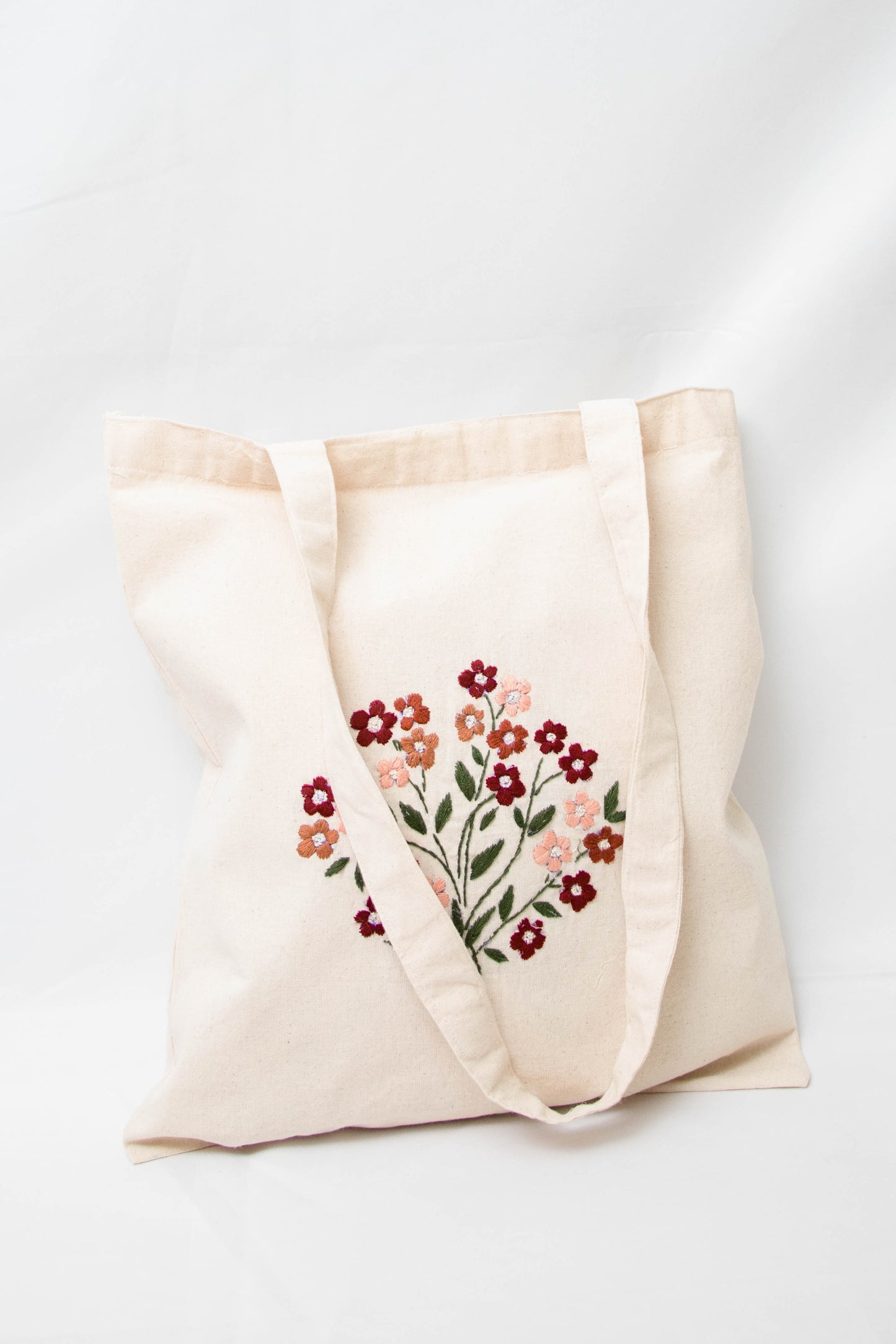 Floral Bouquet Embroidered Canvas Tote