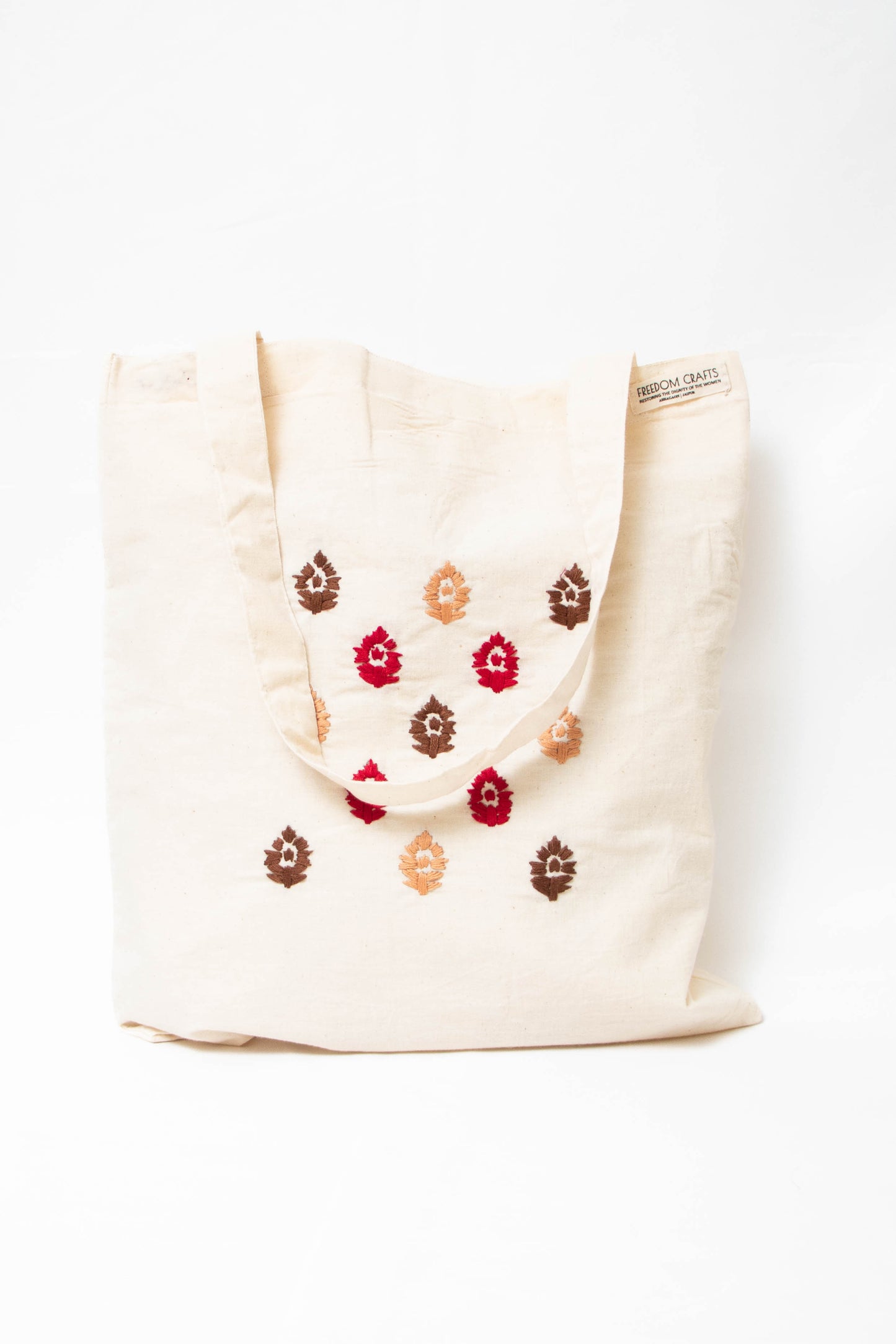 Leaves Embroidered Canvas Tote