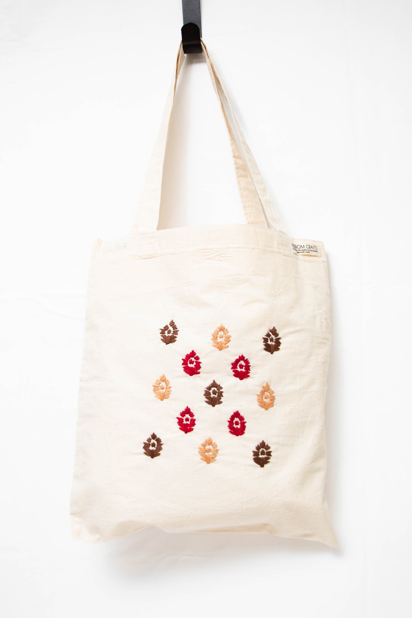 Leaves Embroidered Canvas Tote