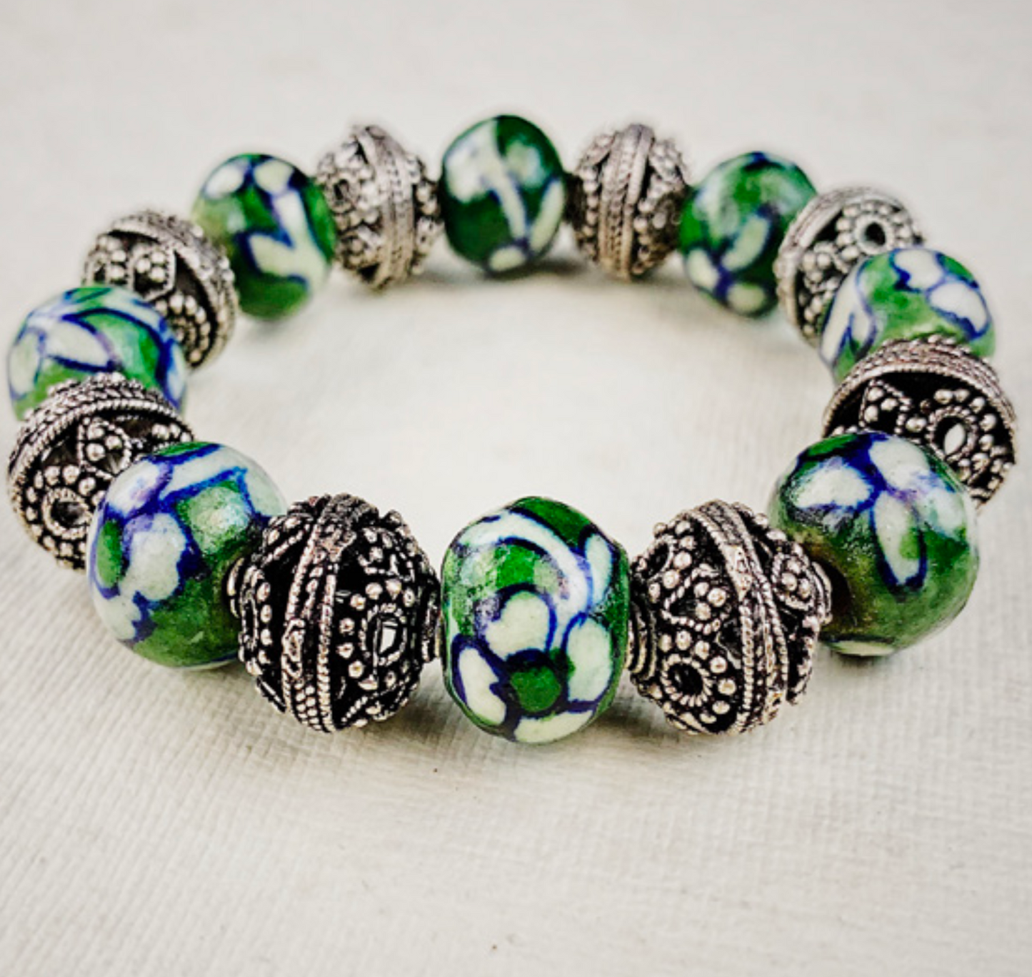 Green - Blue Pottery Bracelet