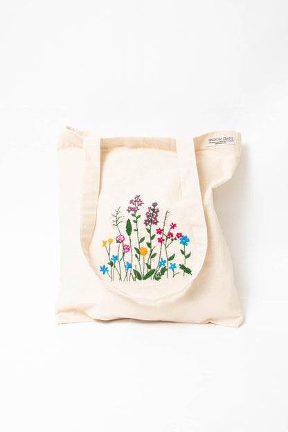 Wildflowers Embroidered Canvas Tote