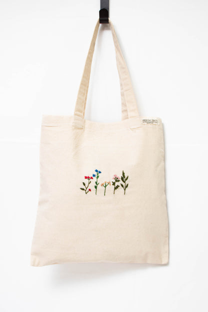 Wildflowers Embroidered Canvas Tote