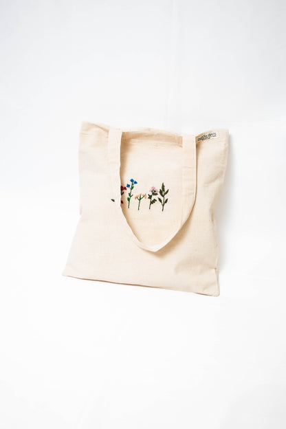 Wildflowers Embroidered Canvas Tote