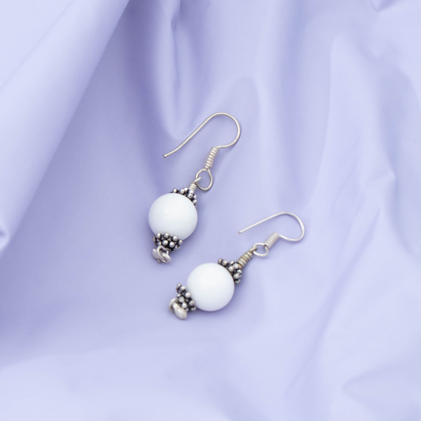 White Onyx Drop Earrings