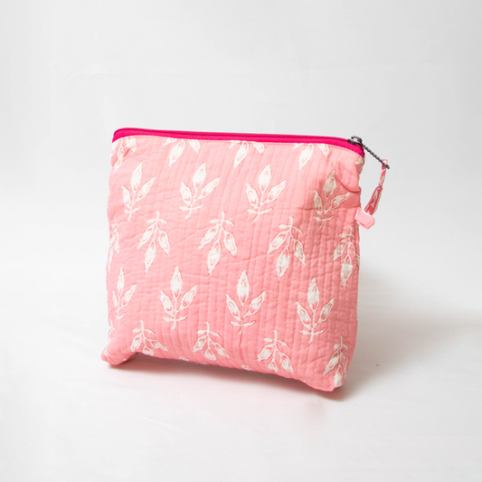 Pink Quilted Makeup Bag
