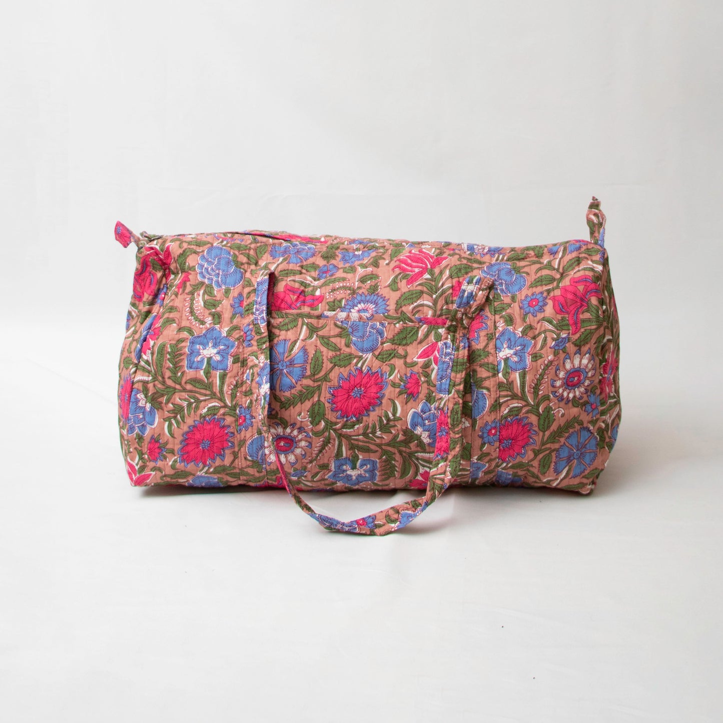 Dusty Pink Floral Quilted Duffle Bag